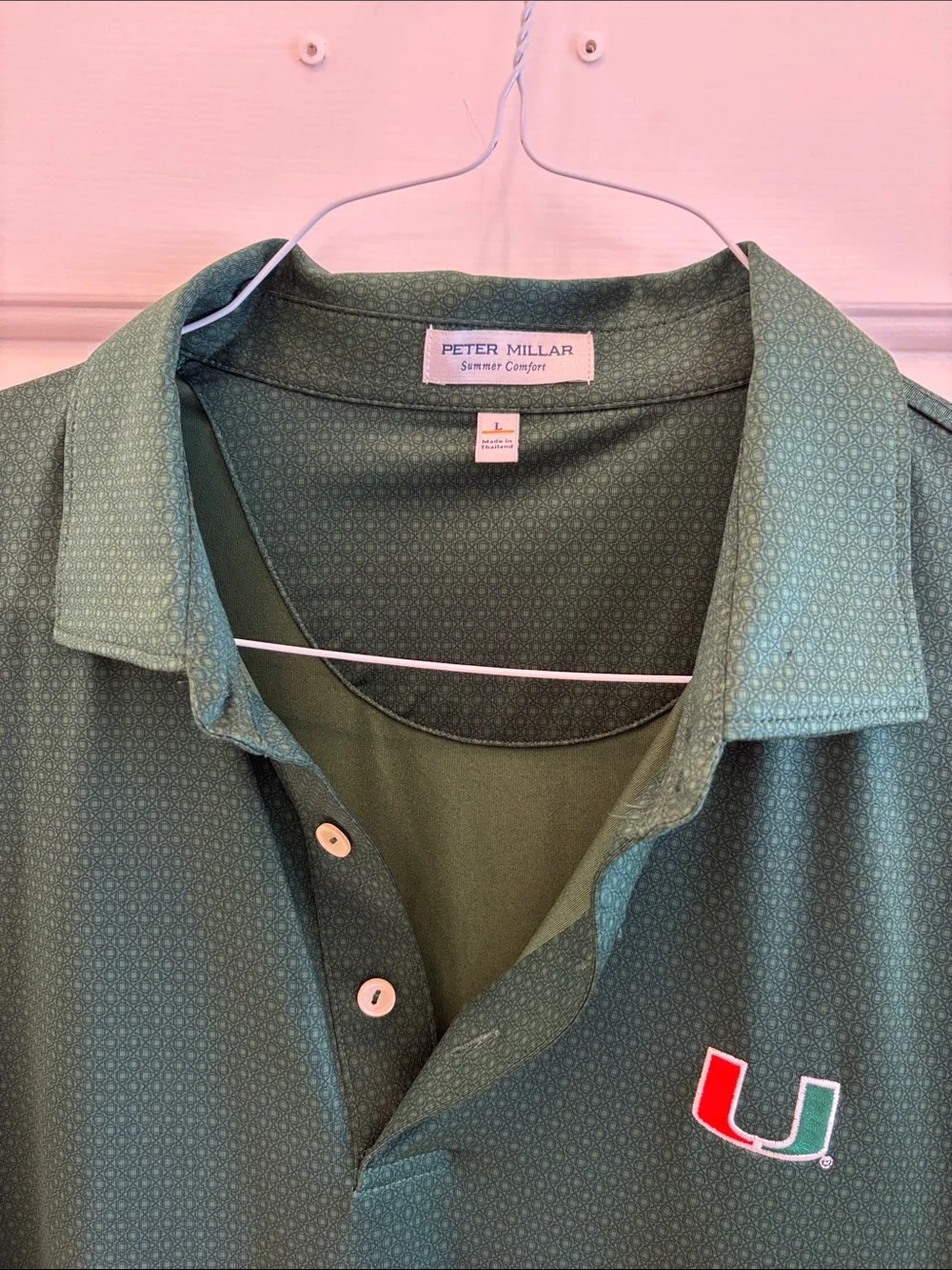 Peter Millar Men's Dark Green Polo University of Miami Polo